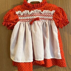 Vintage Infant Girls Red & White‎ Polka Dot Holiday Dress